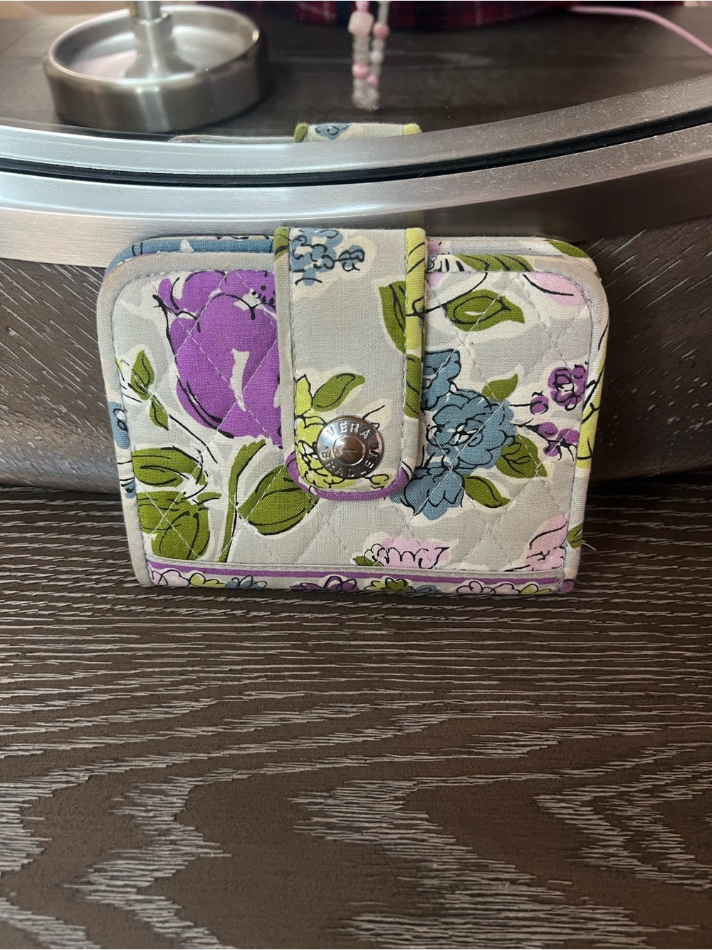 Vera Bradley Floral Quilted Wallet in Purple, Green and Blue